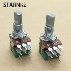 2PCS RV12 Type Potentiometer Dual 6Pins Volume Adjustment Potentiometer With Rotary Switch A10K Handle Length 15M