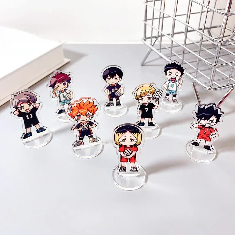 

Hot Haikyuu Anime Standing Plates Cute Tobio Kageyama Hinata Shouyou Cute Action Figures Model Toy Desktop Ornament Kids Gifts