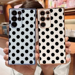 Black Polka Dot Simple Phone Case For Samsung Galaxy S24 S23 S22 S21 S20 Ultra FE A15 A25 A35 A55 Note 10 20 Lite Plus 5G Cover