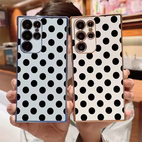 Black Polka Dot Simple Phone Case For Samsung Galaxy S24 S23 S22 S21 S20 Ultra FE A15 A25 A35 A55 Note 10 20 Lite Plus 5G Cover