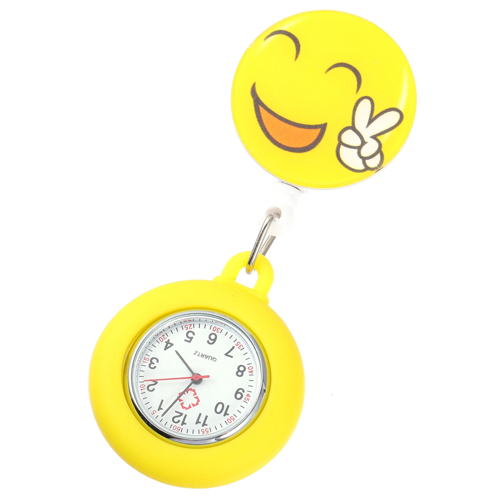 

Nurse Chest Watch Yellow Electronic Pocket Watch Clip Lapel Zinc Iron Alloy Durable Practical Cartoon Medical Watches for Women