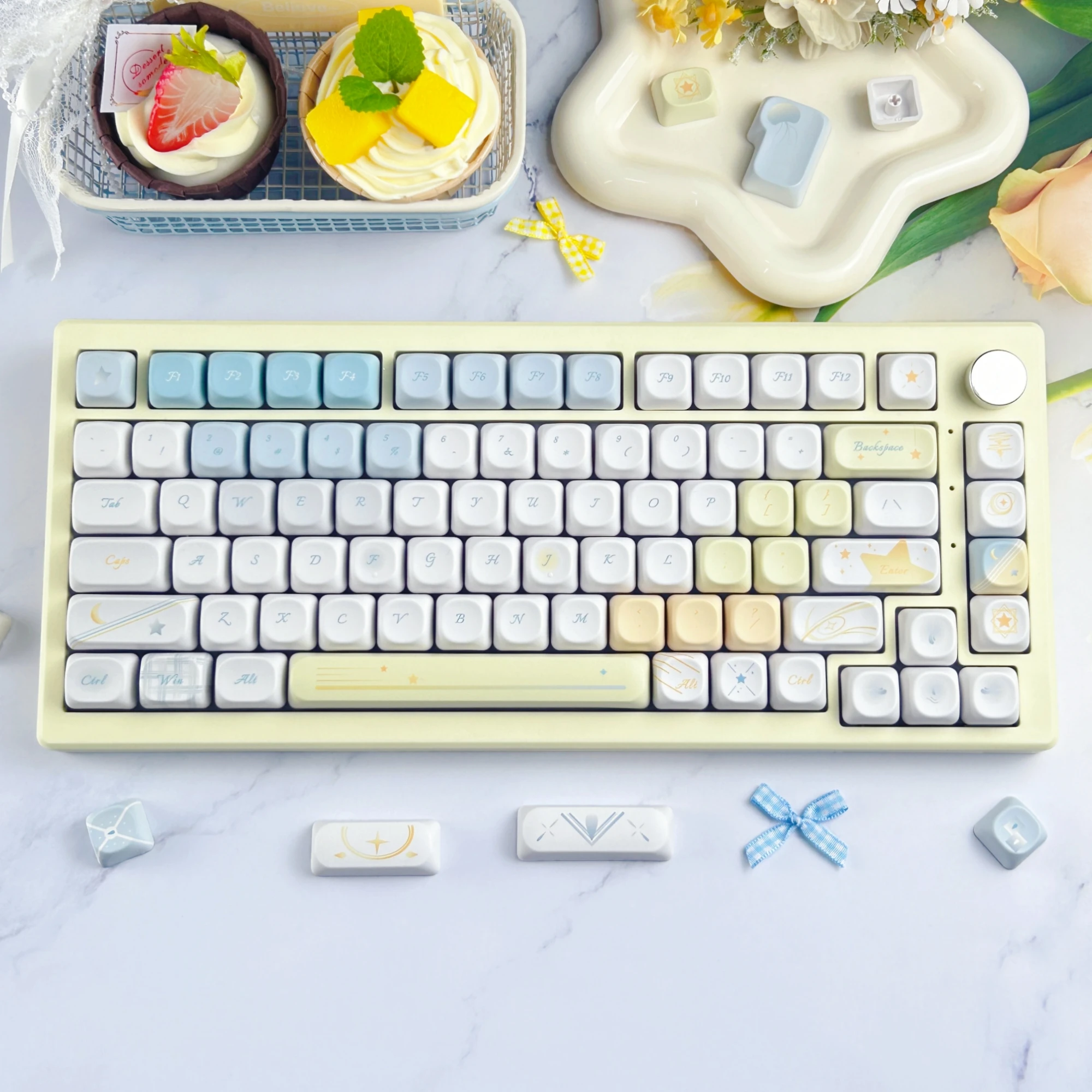 MAIMOOO Korean Russian Thai Keycap MOA Cherry Stars and Sea Yellow Blue Gradient PBT Cute Keycaps for Mechanical Keyboard Gifts - view 6