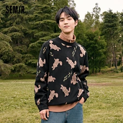 Semir Men Sweater Pullover Sweater Autumn New Cartoon Rabbit Sunshine Fashion Personality Loose Round Neck Sweater for Men