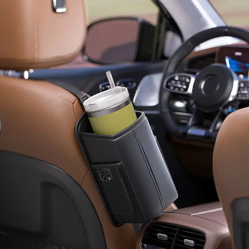 

Car Seat Side Storage Bag Hanging Auto Seat Organizer Tissue Holder Universal Mesh Storage Pocket For Phone Bottle