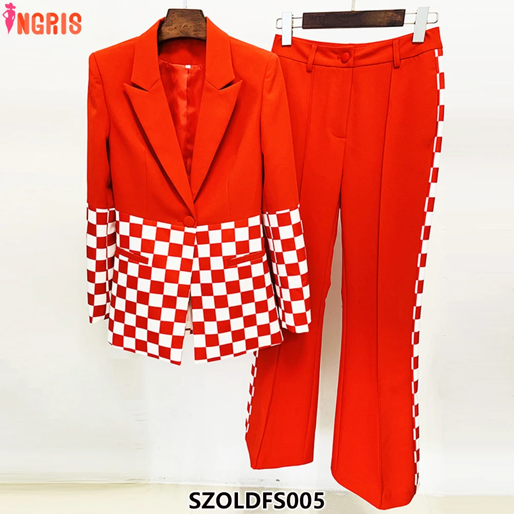 

Women Professional Fashion Single Button Red Blazer Flared Pants Women Suit Tuxedo Blazer-SZOLDFS005