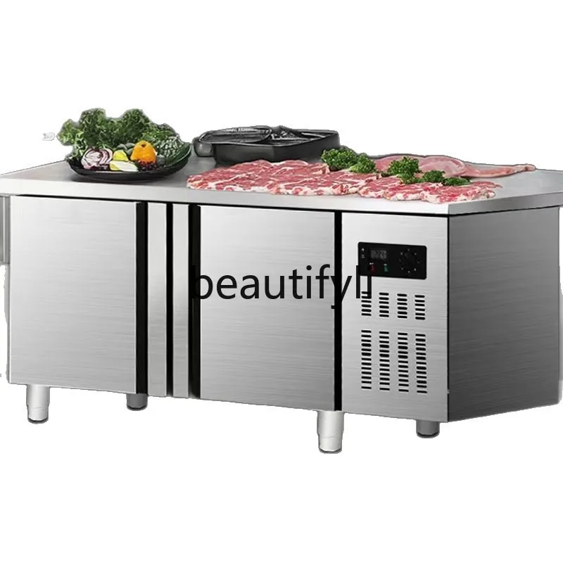 Commercial stainless steel, single temperature cabinet workbench, freezing, kitchen bedroom console fresh-keeping and freezing