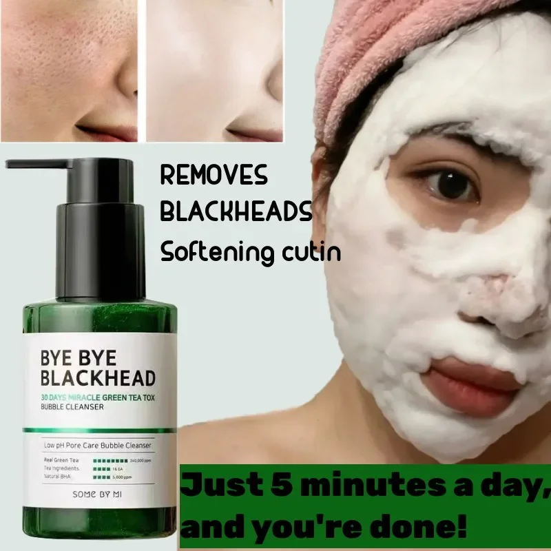 SOME BY MI Bye Bye Blackhead 30 Days Miracle Green Tea  Bubble Cleanser Pimple Acne Treatment Removal Exfoliating Facial Mask