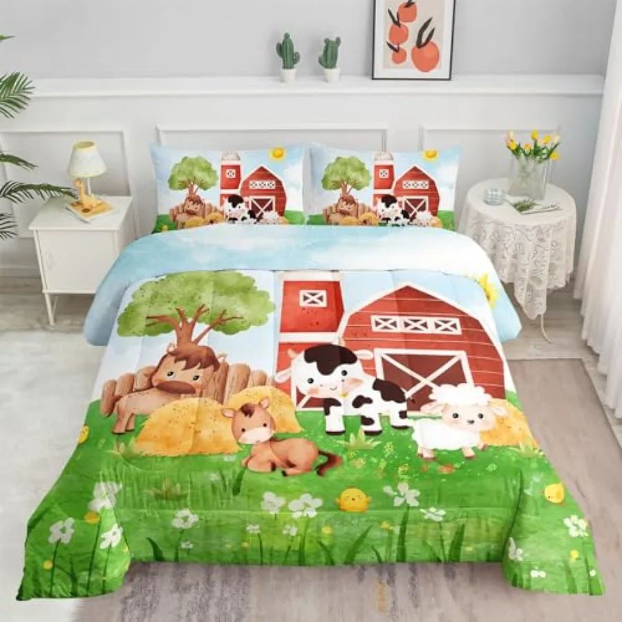 

Комплект постельного белья с принтованным узором: 1 одеяло и 2 наволочки для девочек и мальчиков, всесезонный, размер Twin