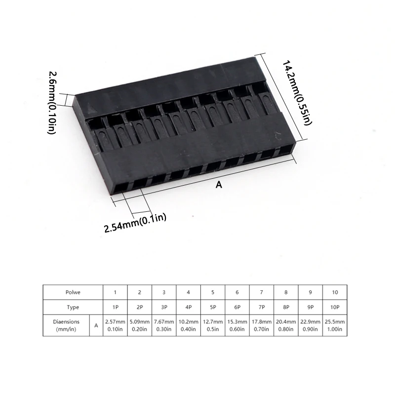 【10PCS】Dupont Plastic Shell Plug 2.54mm Single Row Dupont Connector 1P/2P/3P/4P/5P/6P/7P/8P/9P/10P Housing