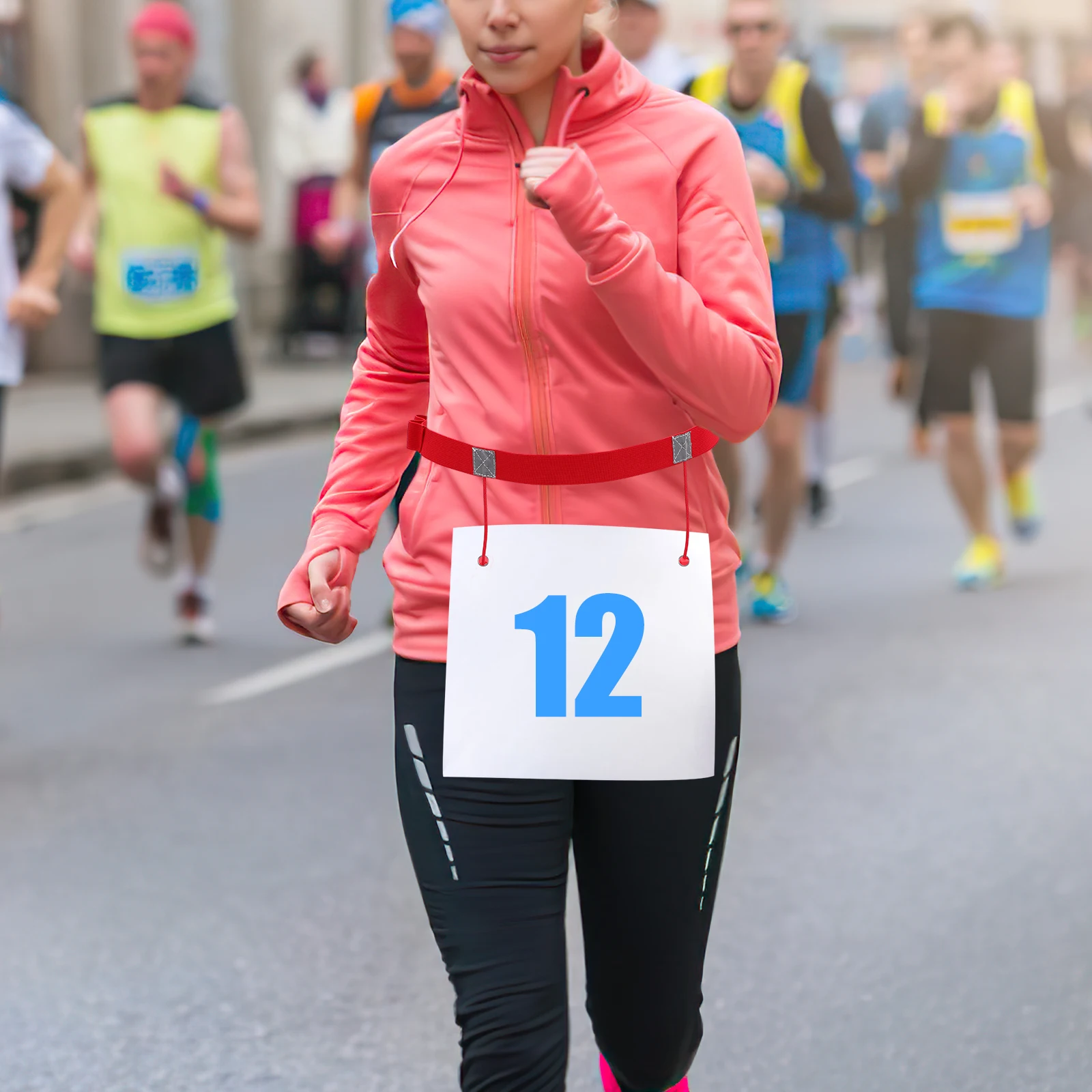 

2Pcs Reflective Race Belt Adjustable Ultra Flexible Lightweight Safety Band Running Bib Holder for Marathon