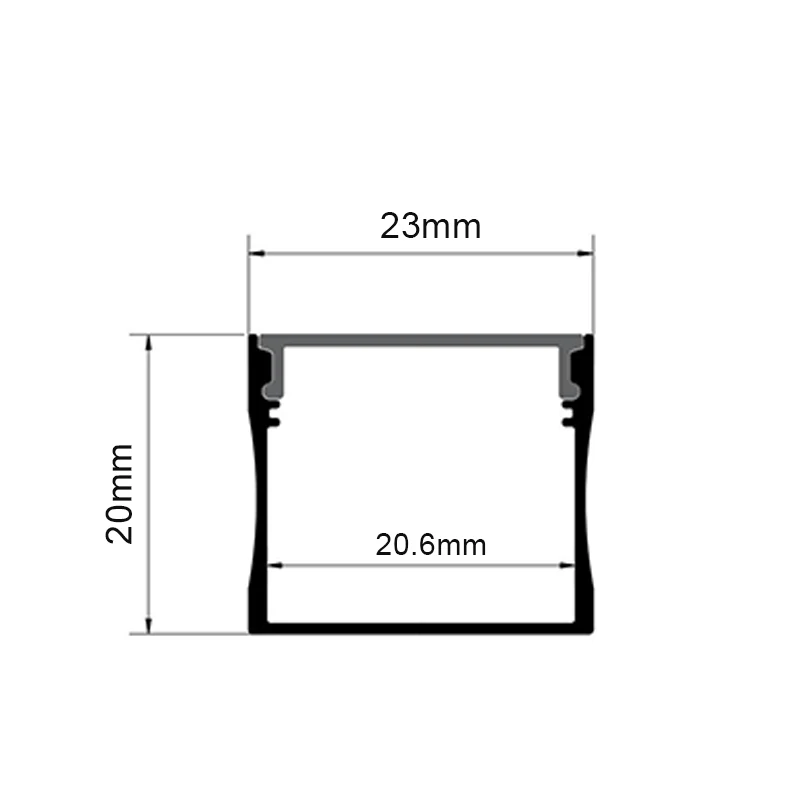 Custom Led Aluminum Profile 20x23mm Silver Surface Mounted Ceiling Kitchen Indoor Linear Lighting