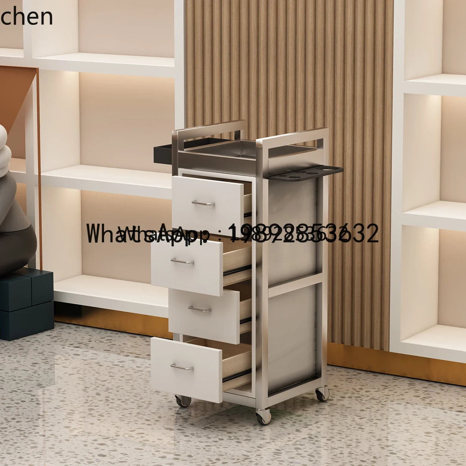 W7- stainless steel cabinet barber shop tool table hair cutting cabinet hair salon cart perm and dyeing tool cart 4