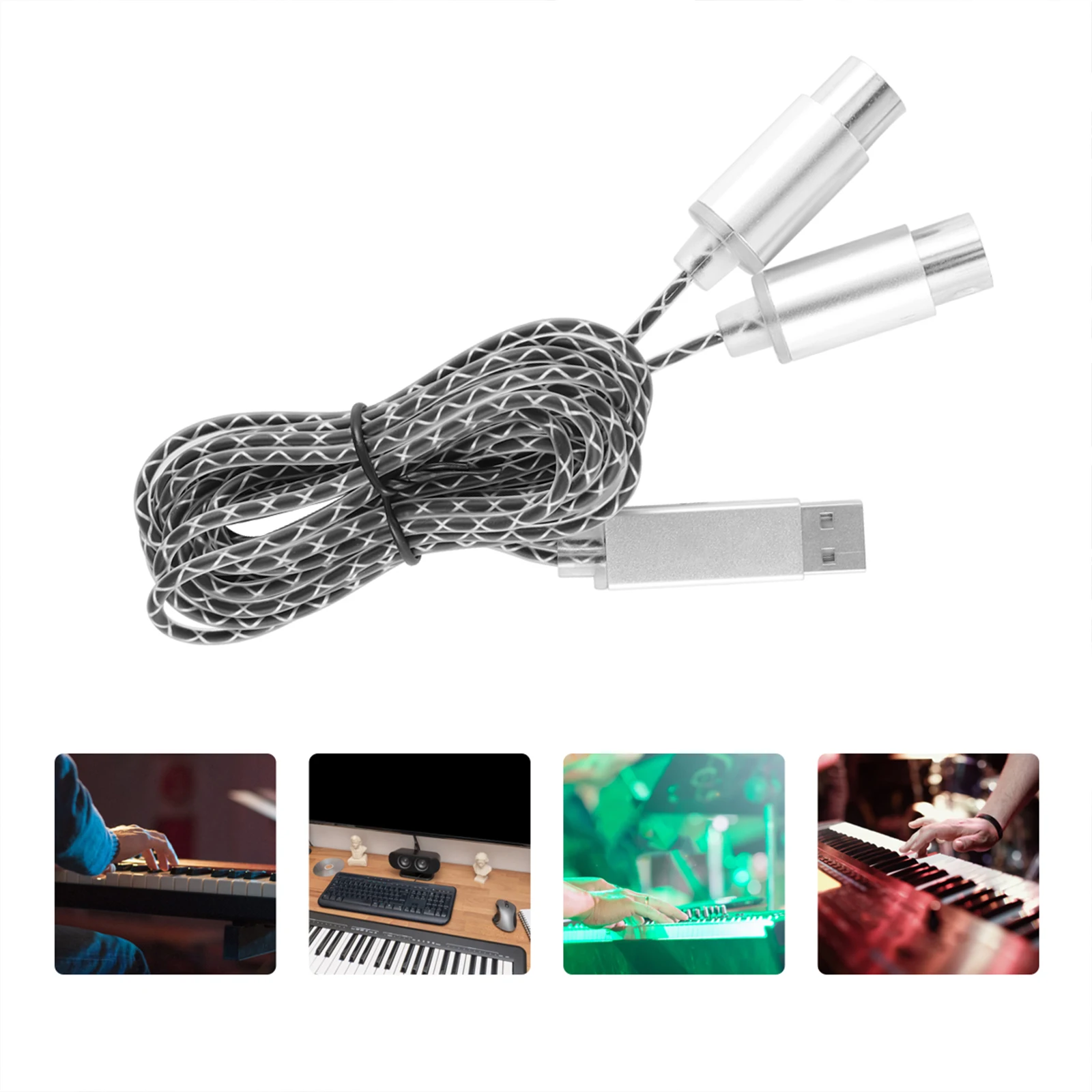 

Midi Cable Keyboard Adapter for Synthesizer Cord Home USB Interface to Studio IN-OUT Converter