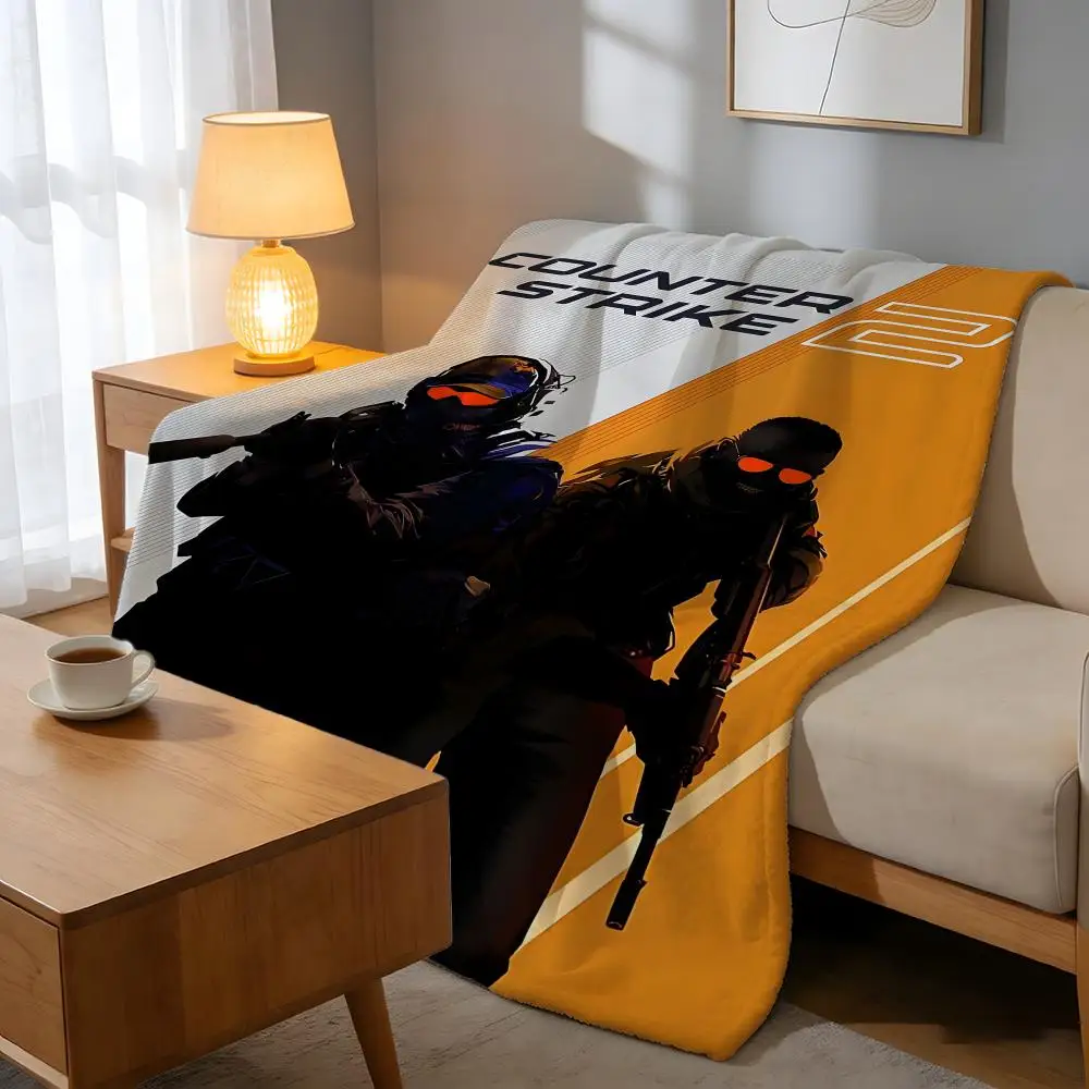 Hot Game C-Counter-Strike CS2 Throw High-Density Short Plush Blanket For Sofa Nap Air-Conditioned Room Soft Skin-Friendly