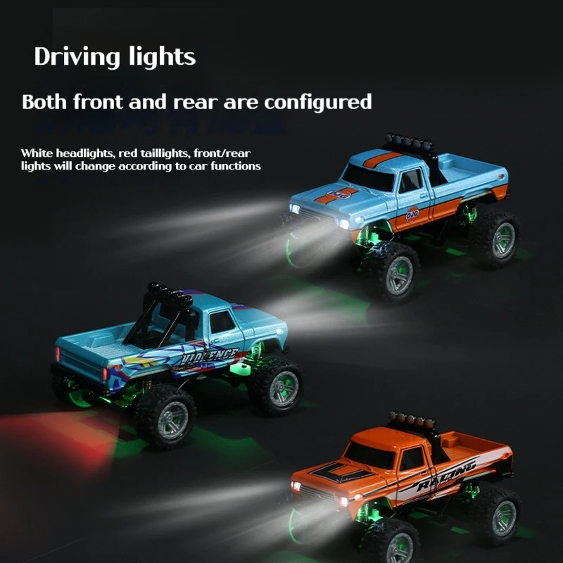 1:64 Speed ​​Mini Off-Road Remote Control Car Alloy Cool Lighting Shock Absorption Children's Desktop Competition Toy Small Gift