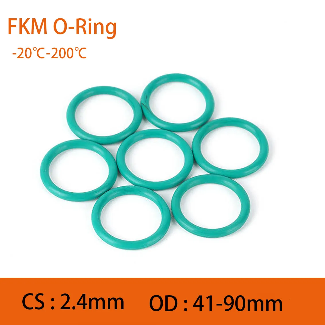 5/10/20Pcs CS 2.4mm Green FKM O-Rings OD 41-90mm Sealing Gasket Insulation & Alkali / Acid Resistant High Temperature Resistance