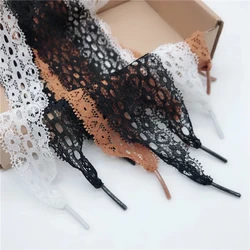 3CM Width Lace Shoelaces 80CM/100CM/120CM Length Leisure Shoes Woman Shoe Laces Fashion Black White Shoelace 1 Pair