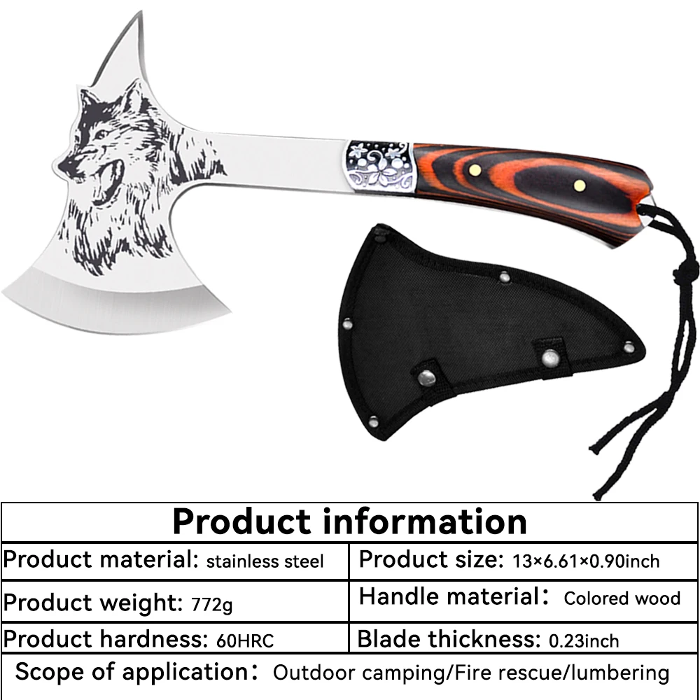 Multi-purpose Axe Sharp Survival Tomahawk Hatchet Outdoor Camping Axes Boning Knife Chopping Meat Bones Ax Defensive Tool