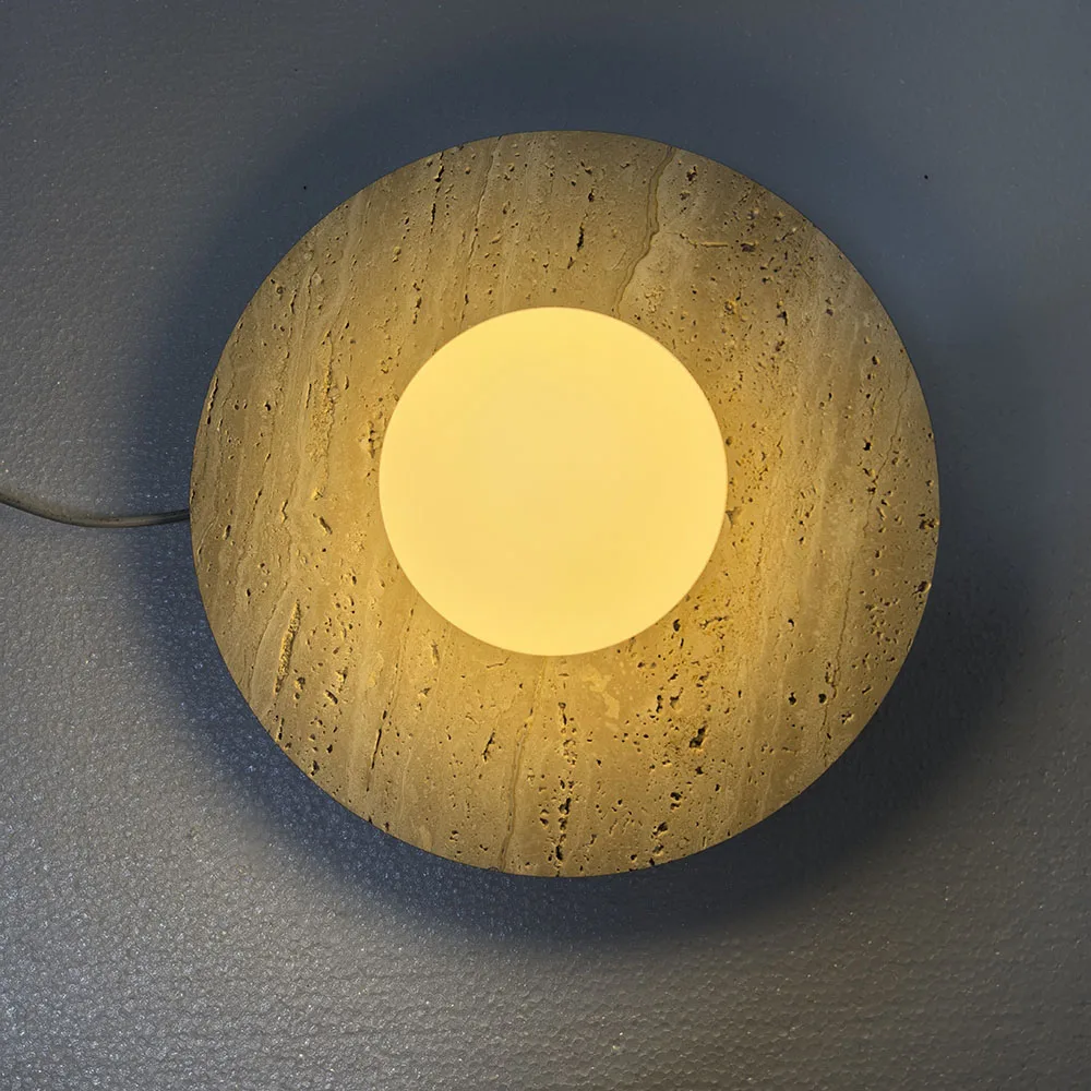 

D25cm Stone LED Ceiling Light Hallway Aisle Corridor Art Decor Lamp for Living Room Bedroom Nordic Travertine Marble Chandelier