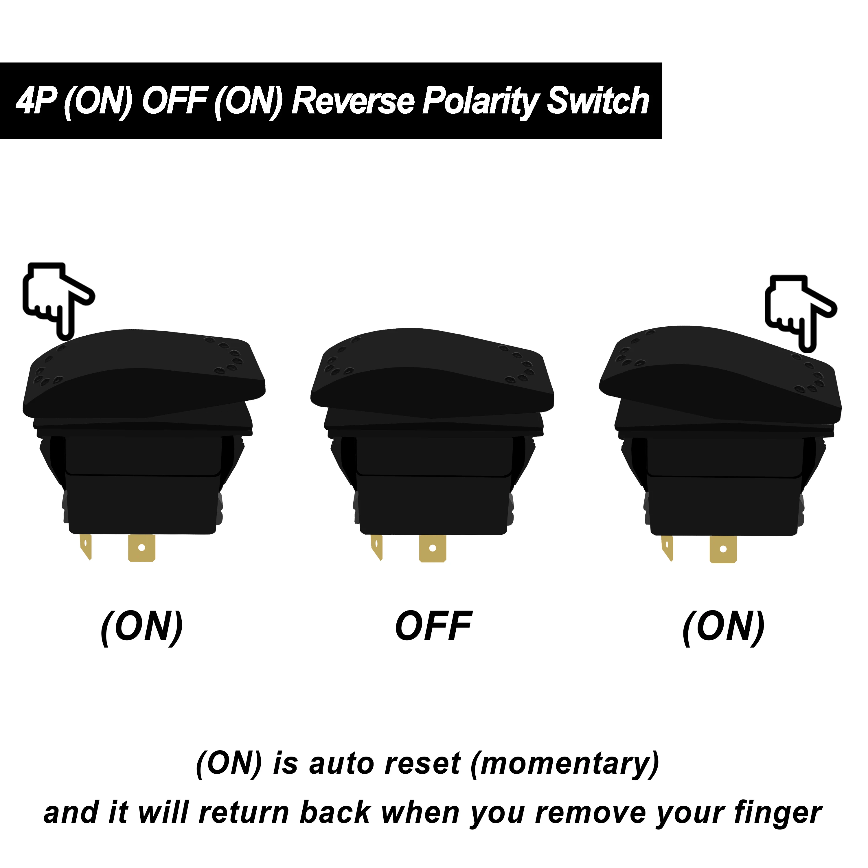 DC Motor Reverse Polarity Switch with Cable Momentary 4P (ON) OFF (ON) For RV/Trailer Power Tongue Stabilizer Jacks Power