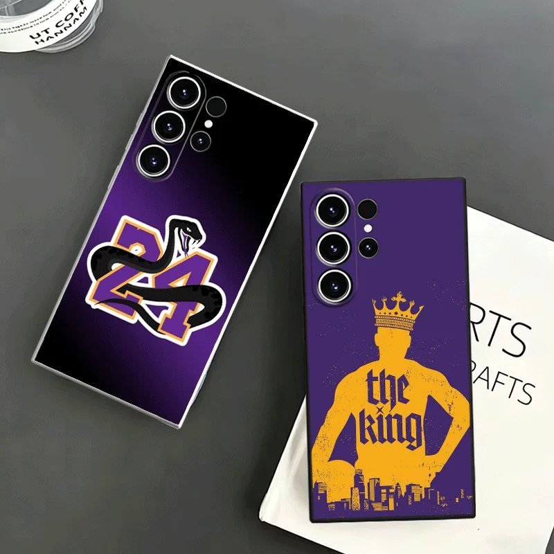Basketball Number 8 23 24 Soft Phone Case For Samsung S24 S25 S26 Ultra S23 S22 Plus S21 S20 FE Edge + Black White Couple Cover