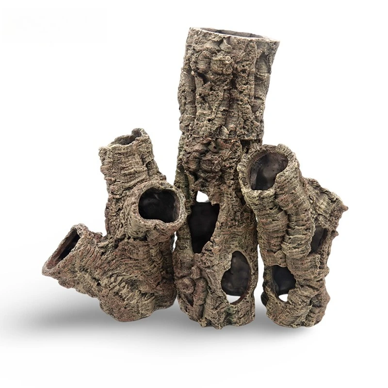 Climbing Pet Portuguese Cork Tree Hole Simulation Resin Avoidance Guardian Mane Lion Lizard Reptile Feeding Box Landscaping Cave