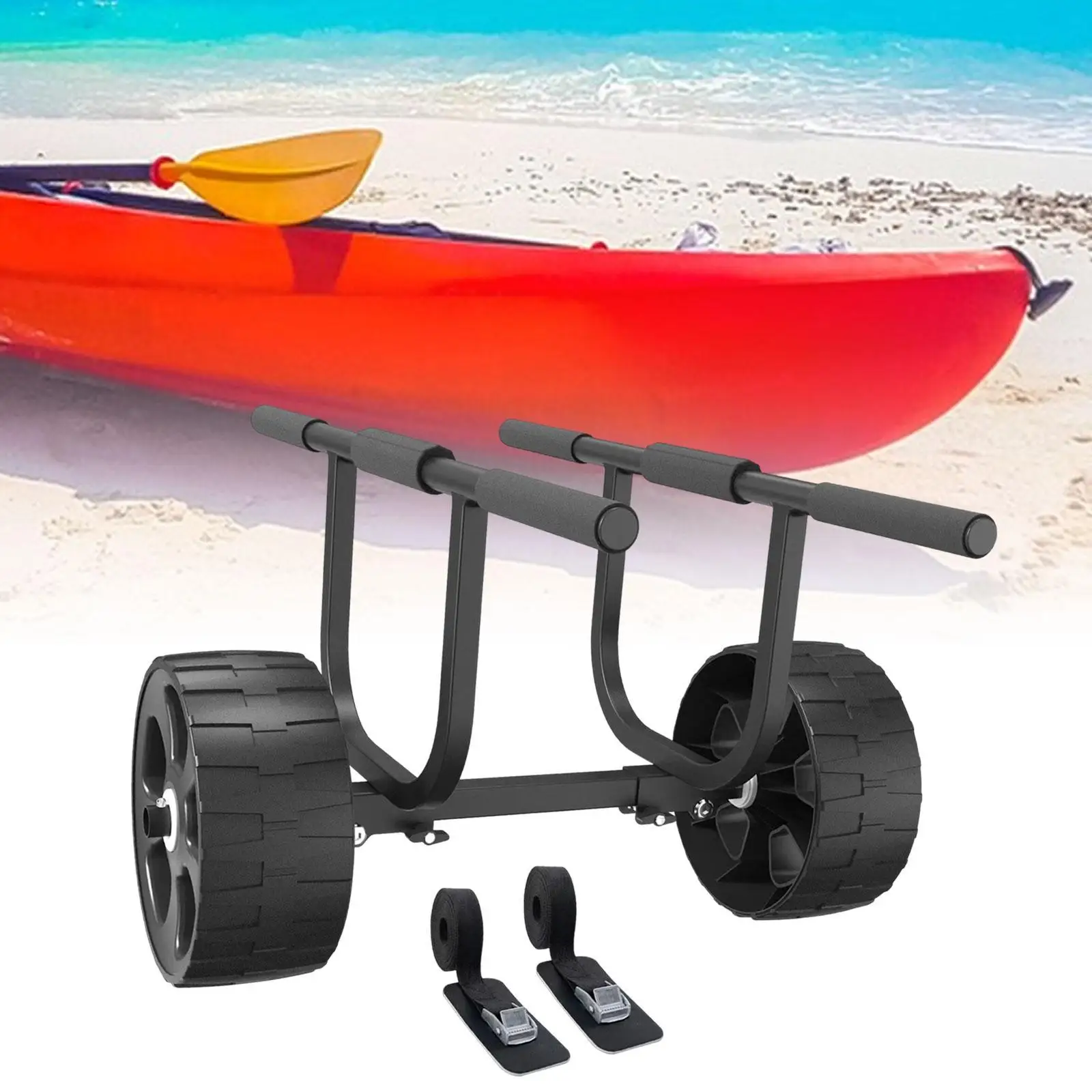 Kayak Cart with Tie Down Straps Sturdy Kayak Trailer Kayak Carrier Cart Trolley for Float Mats Paddleboards Kayaks Boats Canoes