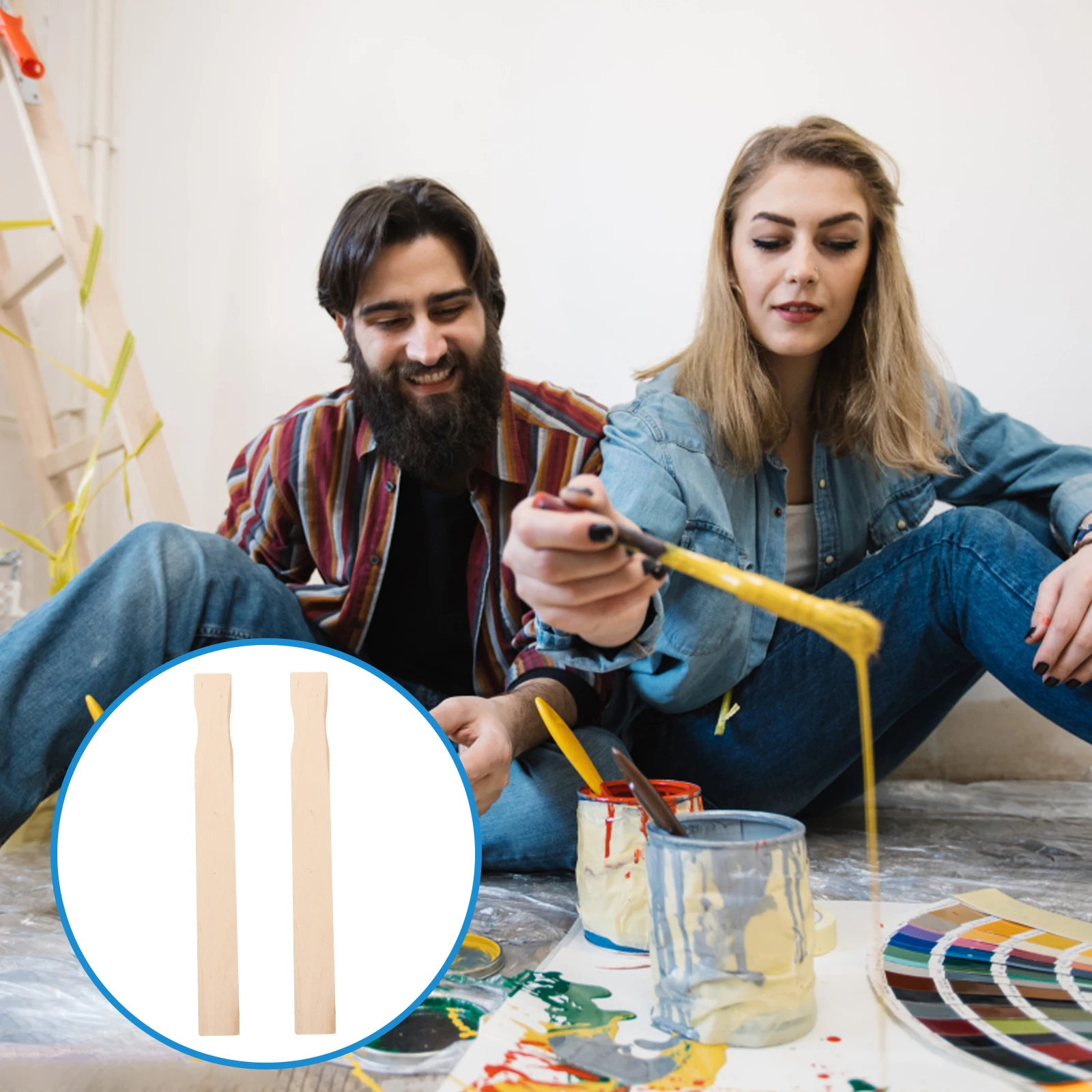 

30pcs Paint Mixing Stick Reusable Stirring Tool Plastic Paint Stirrers for Art Workshop Painting Studio Lightweight Sturdy Easy