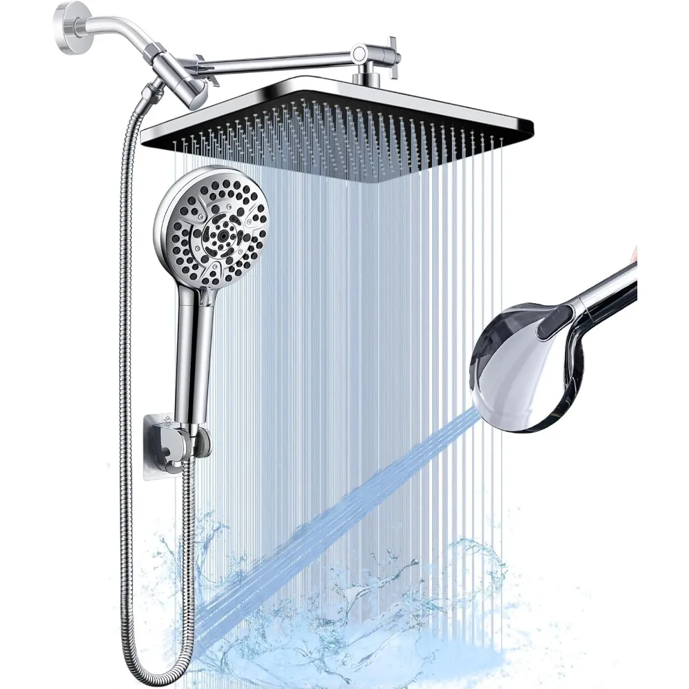 

14''Rainfall Shower Head with Handheld-11Modes Hand held with Power Jets, Adjustable Rain Showerhead,Double Shower heads High Pr