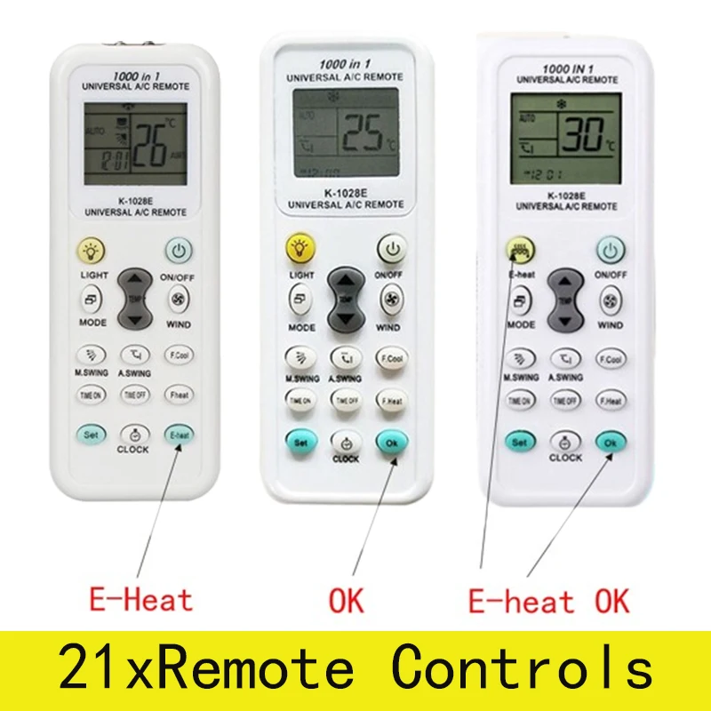 

21Pcs Universal A/C air Conditioner K-1028E Remote Control Compatible for LG Hisense Panasonic Midea Hitachi Samsung （1000 in 1）