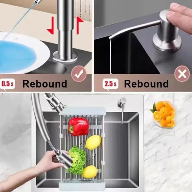 Upgraded Kitchen Sink Soap Dispenser Extended Tube Pump Dispenser Sink Countertop Installation for Detergent and Hand Sanitizer