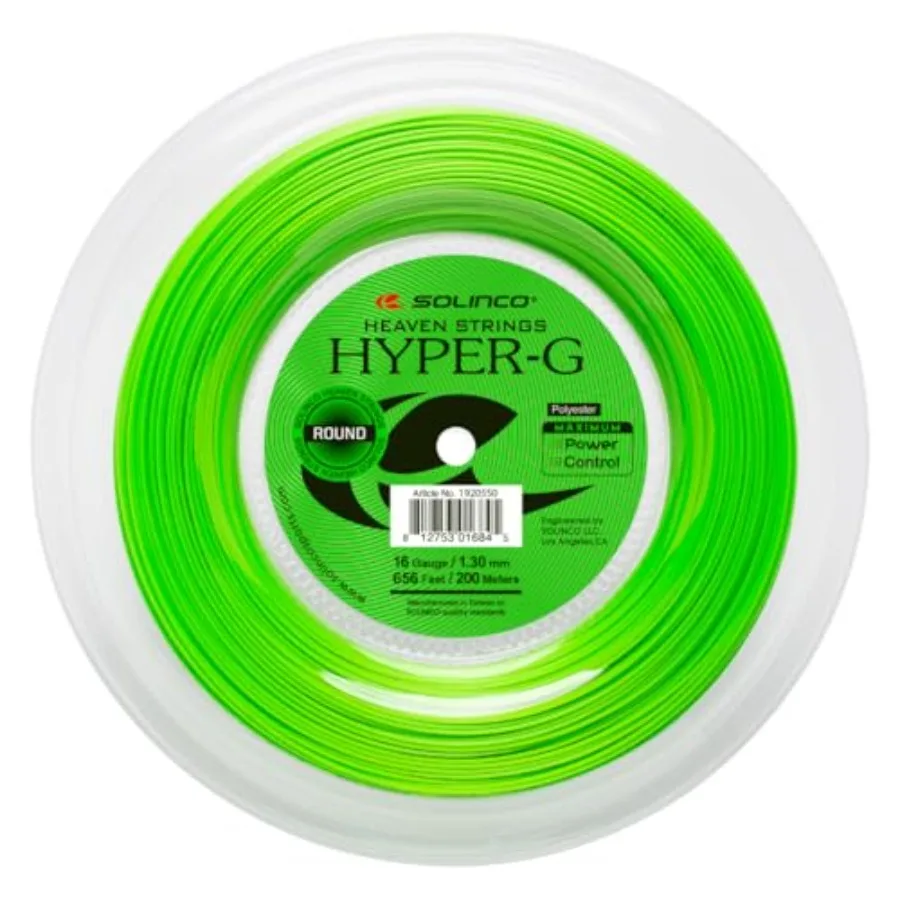 

Hyper-G Round Tennis String Reel 656 ft 200 m High-Powered Round Co-Polyester for Court Penetration Power Control