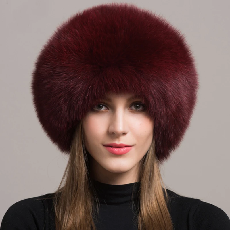 Hot Sale 100% natural Fox Fur Hat Women Cap Thick Fur Cap Winter Warm Hat Female Fashion For Women Hat With Earmuffs Hat