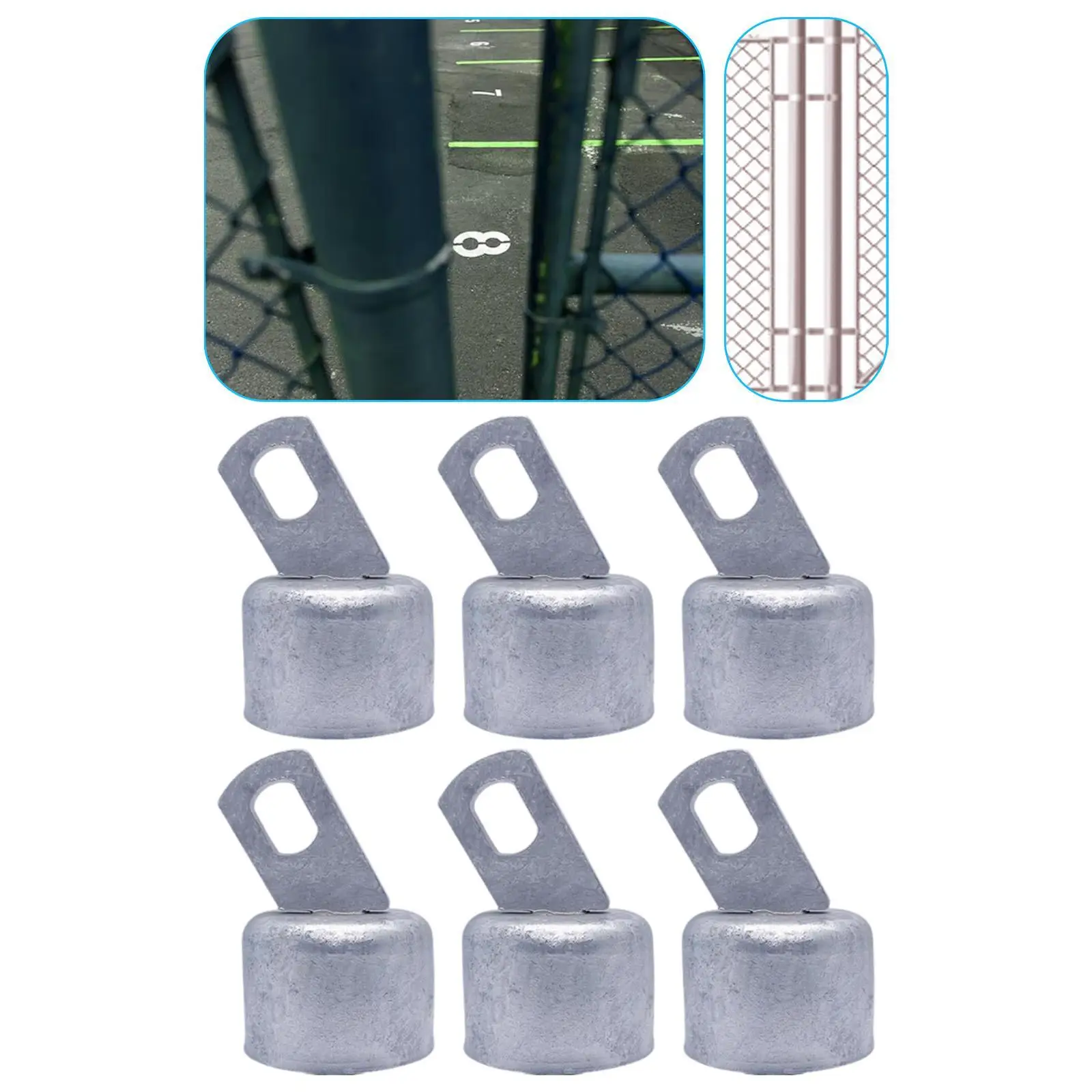Chain Link Fence Rail Ends 6 Pieces Hot Dip Galvanized Connectors Snug Fit 42 Mm Pipe for Garden Metal Fencing