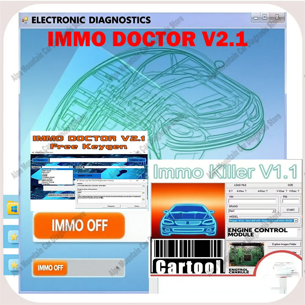 

Hot ! ImmoKiller v1.1 ECU Programmer Tool & IMMO DOCTOR V2.1 With Unlimited KEYGEN MULTI BRAND Immo Off Software ECU Chip Tuning