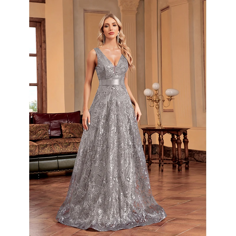 

Summer 2024 Sleeveless V Neck Backless Sexy Elegant Sequined Cocktail Prom Evening Party Wedding Bridesmaid Long Maxi dresses