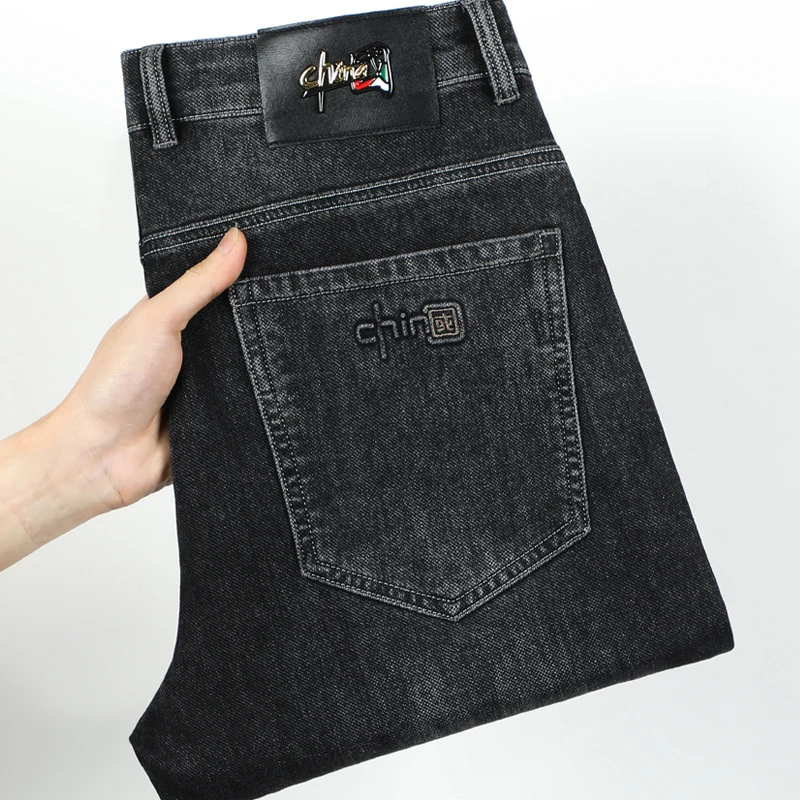 2024 Spring Autumn New Business Straight Jeans Men Embroidery Casual Versatile Fashion Mens Clothing Denim Trousers Male Clothes
