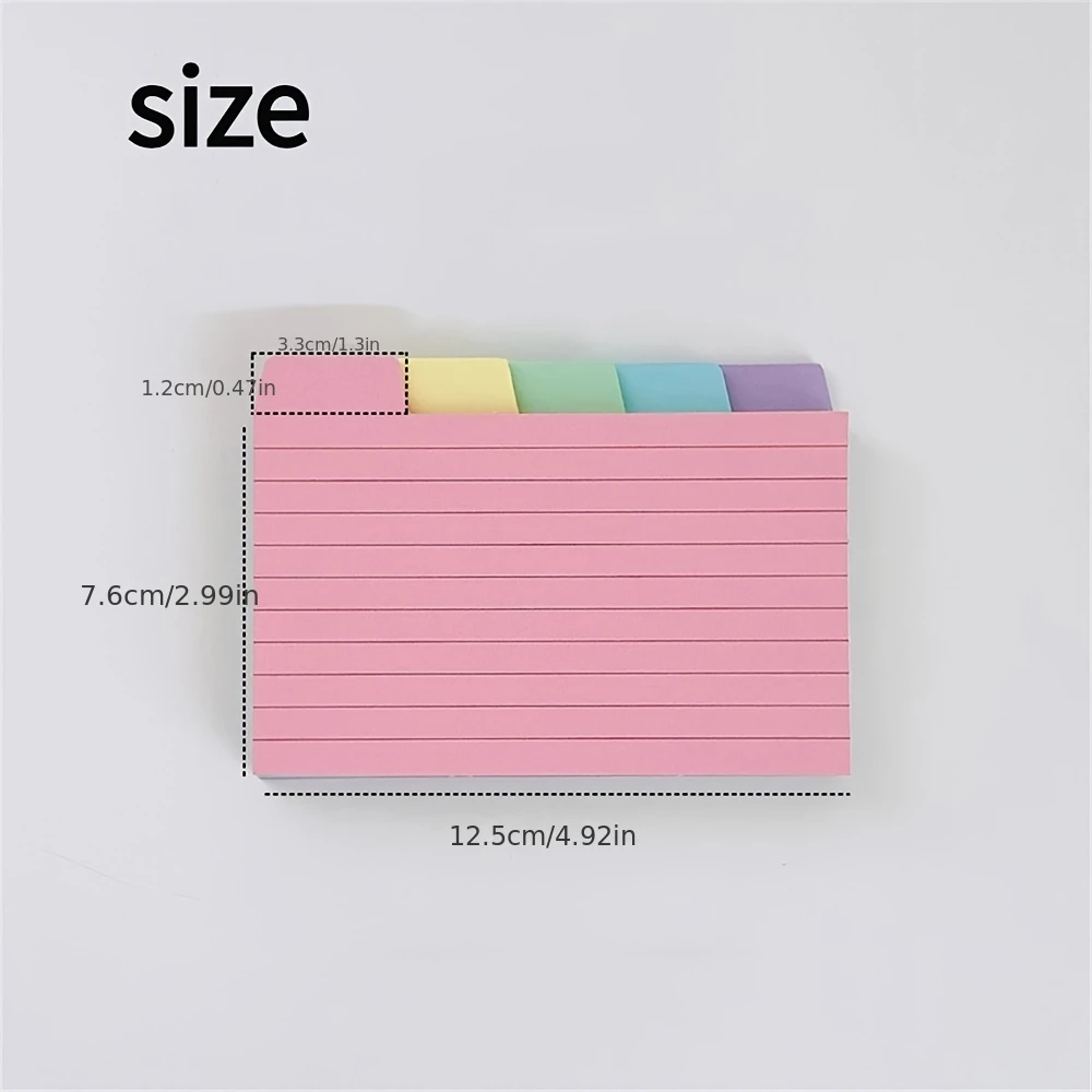 50 قطعة من أوراق ملصقات الفهرس مع علامات التبويب - 5 ألوان، 7.6 × 12.5 سم (2.99 × 4.92 بوصة)، سميكة 220 جرامًا في الثانية، قابلة للكتابة على الوجهين لسهولة الفرز #6