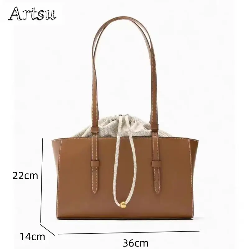 Women Soft Leather Tote Bags New Fashion Korean Leisure Versatile High Capacity Lady Texture Commuter Drawstring Shoulder Bags