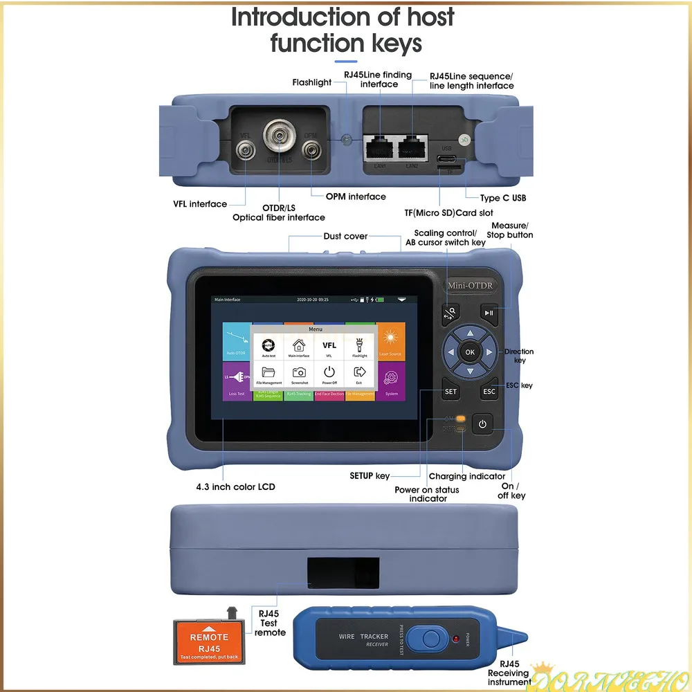 CL-800 12-In-1 100KM Mini OTDR 1310/1550nm 26/24dB riflettometro In fibra ottica Touch Screen VFL OLS OPM Tester per cavi Ethernet