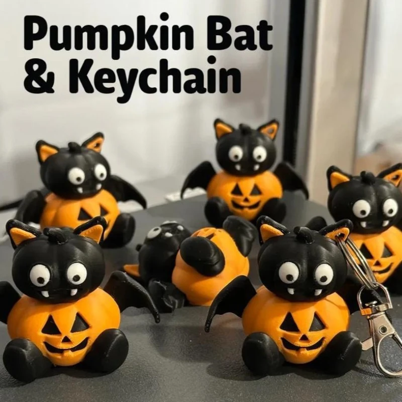 

3D Printed Cross-Border Novelty: Halloween Articulated Shark Pumpkin Bat Platypus Keyring Cartoon Backpack Charm Birthday Gift