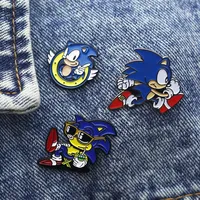 Sonics Cute Brooch Fashion Anime Pins Cartoon Movie Character Derivative Peripherals Accessories Decoration Birthday Party Gifts