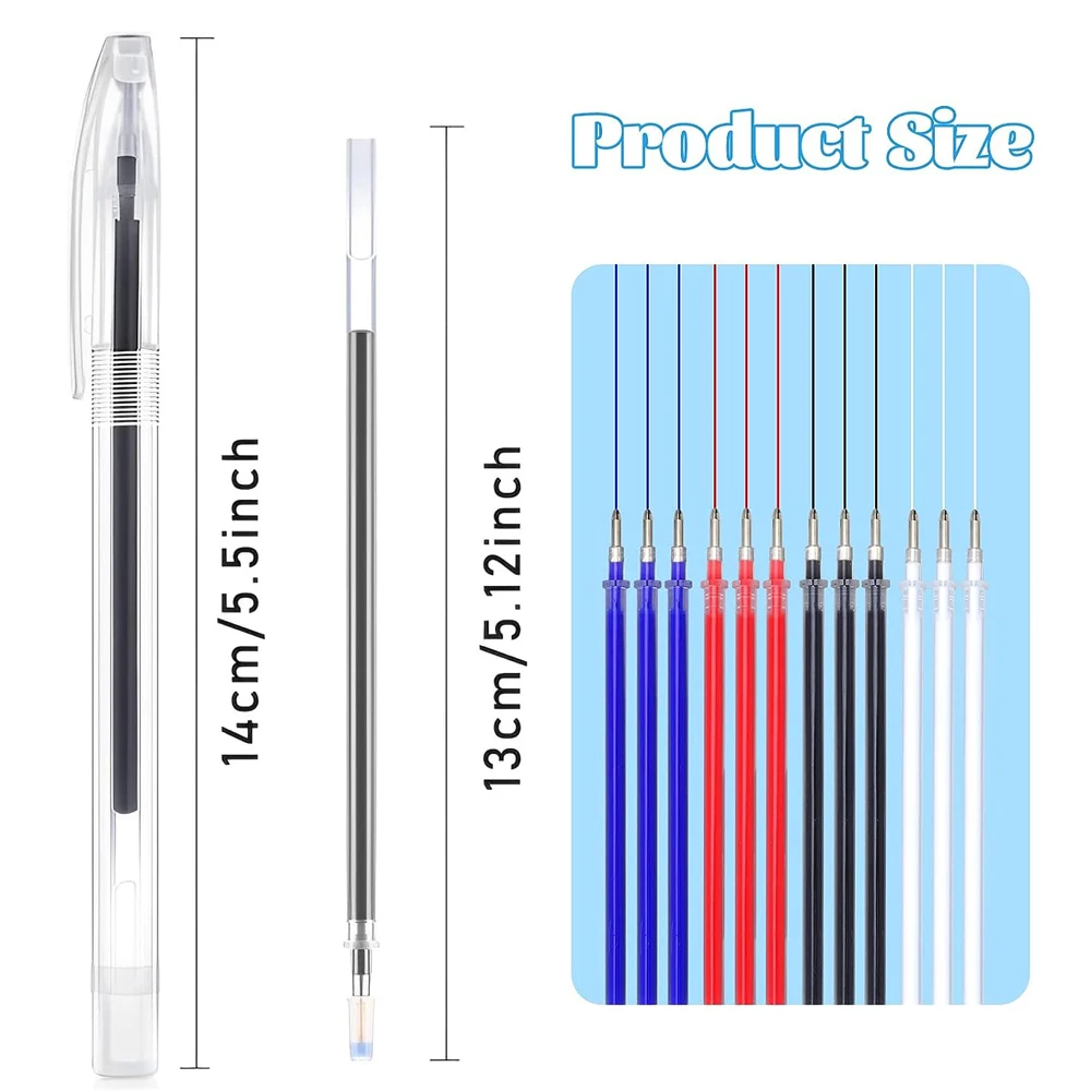 Sewing Marker Pen 5 Heat Erase Empty Pens with 12 Erasable Pen Refills Fabric Marking Pens Heat Erase Pens for Fabric Sewing