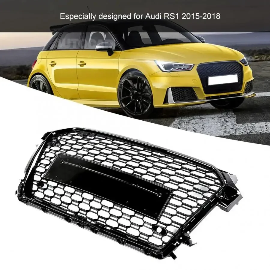 Black Car Front Bumper Grille Grill for Audi RS1 2015 2016 2017 2018 car accessories fast ship