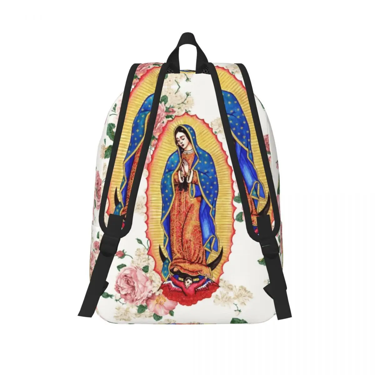 Virgin Of Guadalupe Canvas Backpack for Women Men Water Resistant College School Mexico Catholic Virgin Mary Bag Print Bookbags