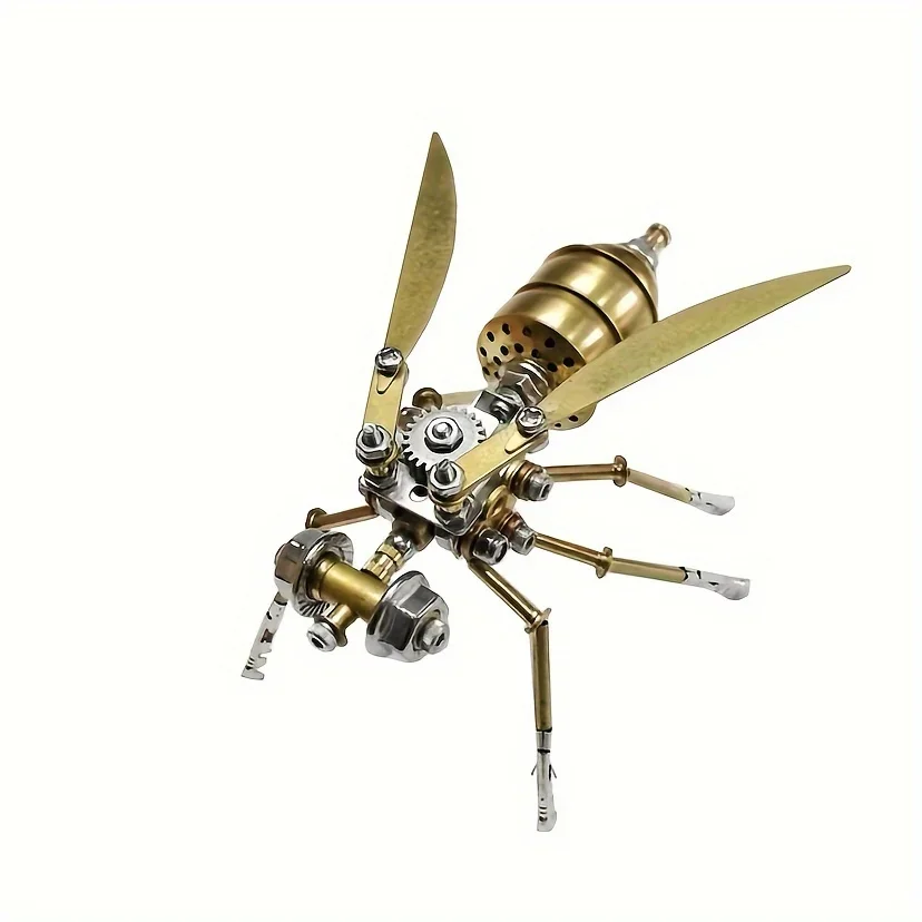 Steampunk Bumblebee Metal Puzzle DIY Assembled Model Set, Gold Mechanical Insect Crafts Relaxing Toys Perfect Christmas Gift