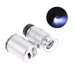 60X Illuminated Microscope Portable Handheld Jeweler Magnifier With LED Light Mini Pocket Magnifying Glass For Home And Office