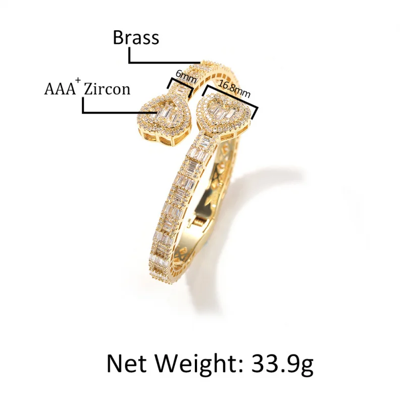 Hip Hop Ancient Cute Love Spring Fastener Bracelet Personality Fashion Geometry Pattern Diamond-Embedded Trend Wristband Bracele