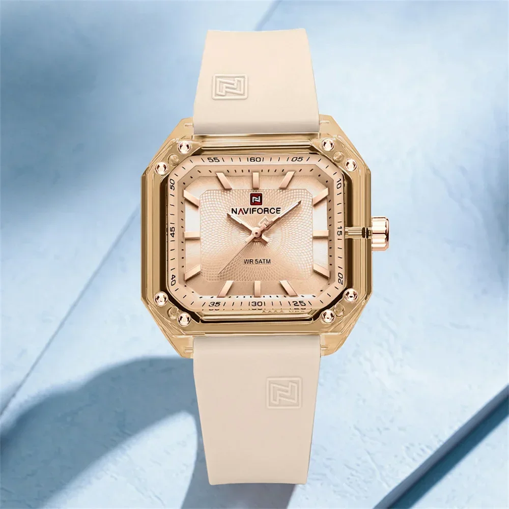 NAVIFORCE NF7106 Women Watch Top Brand Luxury Waterproof Original Lady Girl Silicone Rubber Bracelet Female Clock