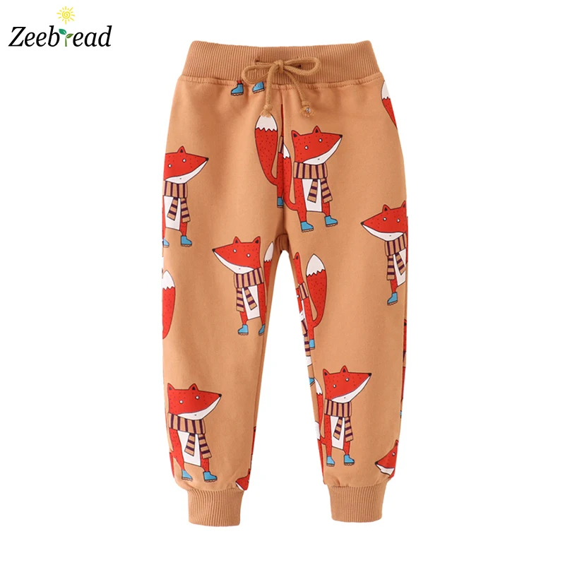 Zeebread  Brand Foxes Prin Boys Girls Sweatpants Children's Full Length Harm Sport Pockets Kids Trousers Pants